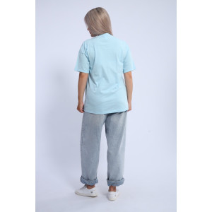 Футболка женская ФЖ0062А кулирка (р-ры: L-7XL) голубой