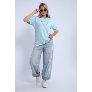 Футболка женская ФЖ0062А кулирка (р-ры: L-7XL) голубой