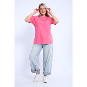 Футболка женская ФЖ0062А кулирка (р-ры: L-7XL) ярко-розовый