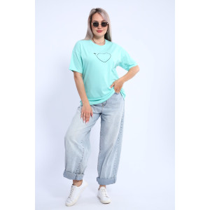Футболка женская ФЖ0062А кулирка (р-ры: L-7XL) ментоловый