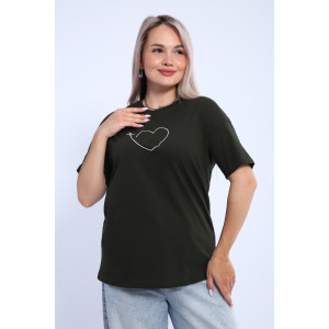 Футболка женская ФЖ0062А кулирка (р-ры: L-7XL) темный хаки