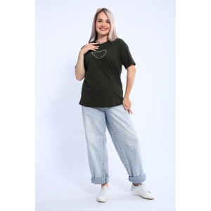 Футболка женская ФЖ0062А кулирка (р-ры: L-7XL) темный хаки