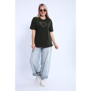 Футболка женская ФЖ0062А кулирка (р-ры: L-7XL) темный хаки