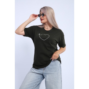 Футболка женская ФЖ0062А кулирка (р-ры: L-7XL) темный хаки
