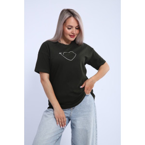 Футболка женская ФЖ0062А кулирка (р-ры: L-7XL) темный хаки