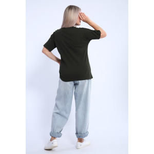 Футболка женская ФЖ0062А кулирка (р-ры: L-7XL) темный хаки