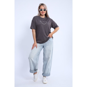 Футболка женская ФЖ0062А кулирка (р-ры: L-7XL) антрацитовый