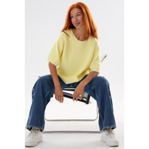 Футболка женская "Вязаная Ж" вязаное полотно (р-ры: XL-XXL) желтый