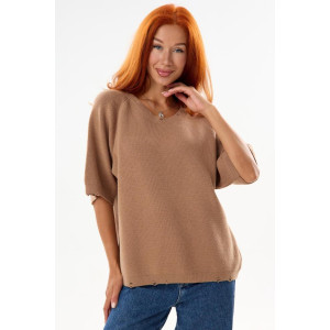 Футболка женская "Вязаная К" вязаное полотно (р-ры: XL-XXL) кофейный