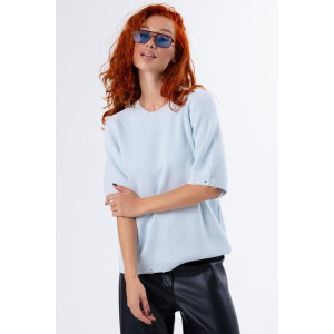 Футболка женская "Вязаная Г" вязаное полотно (р-ры: XL-XXL) голубой