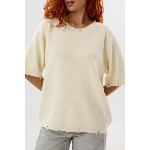 Футболка женская "Вязаная А" вязаное полотно (р-ры: XL-XXL) молочный