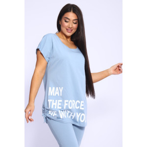 Костюм двойка женский №46645 кулирка (р-ры: 48-58) голубой