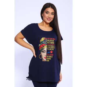 Костюм двойка женский №46655 кулирка (р-ры: 48-58) темно-синий