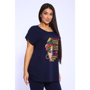 Костюм двойка женский №46655 кулирка (р-ры: 48-58) темно-синий