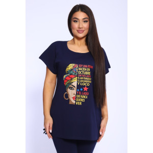 Костюм двойка женский №46655 кулирка (р-ры: 48-58) темно-синий