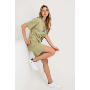 Костюм двойка женский №21574 интерлок (р-ры: 44-56) олива