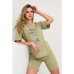 Костюм двойка женский №21574 интерлок (р-ры: 44-56) олива