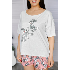 Костюм двойка женский №24731 кулирка (р-ры: 44-54) розовый