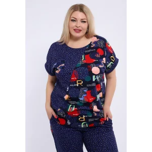 Костюм двойка женский №24252 кулирка (р-ры: 48-60) синий