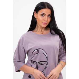Костюм двойка женский №1697 кулирка (последний размер) кофейный 46,48,50