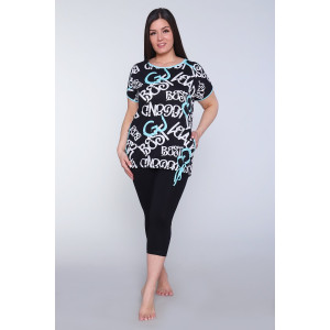 Костюм двойка женский №24211 кулирка (р-ры: 48-64) голубой