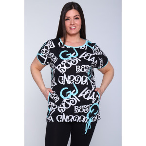 Костюм двойка женский №24211 кулирка (р-ры: 48-64) голубой