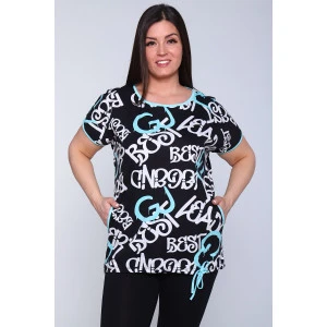 Костюм двойка женский №24211 кулирка (р-ры: 48-64) голубой Костюм двойка женский №24211 кулирка (р-ры: 48-64) голубой
