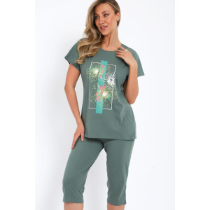 Костюм двойка женский №32088 кулирка (р-ры: 48-62) зеленый