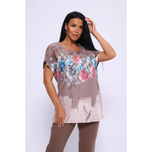 Костюм двойка женский №65072 кулирка (р-ры: 48-66) бежевый