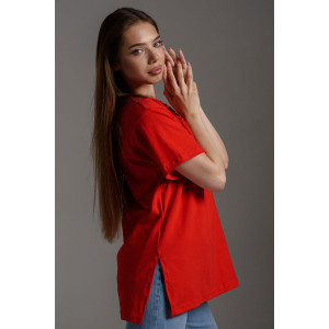 Футболка женская №7468 кулирка с лайкрой (р-ры: 42-64) красный
