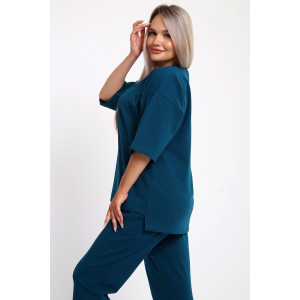 Костюм двойка женский 653 кулирка с лайкрой (р-ры: 48-58) волна