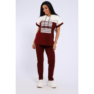 Костюм двойка женский №65078 кулирка (р-ры: 44-66) бордовый