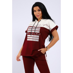 Костюм двойка женский №65078 кулирка (р-ры: 44-66) бордовый