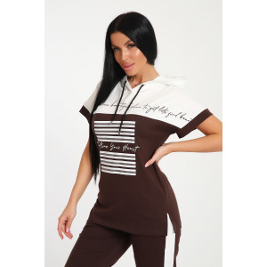 Костюм двойка женский №65078 кулирка (р-ры: 44-66) коричневый