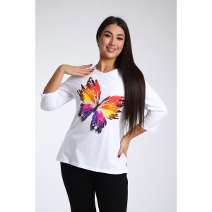 Костюм двойка женский №55086 кулирка (р-ры: 44-54) белый-черный