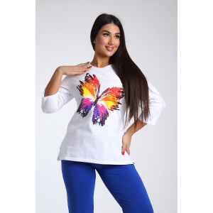 Костюм двойка женский №55086 кулирка (р-ры: 44-54) белый-синий