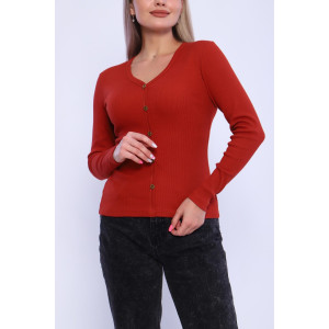 Лонгслив женский КЖ0070 кашкорсе (р-ры: XS-6XL) терракот