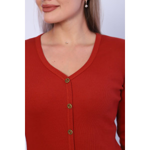 Лонгслив женский КЖ0070 кашкорсе (р-ры: XS-6XL) терракот