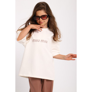 Костюм двойка детский МЛШ "Miu-Miu" футер 2-х нитка пенье (р-ры: 122-152) коричневый