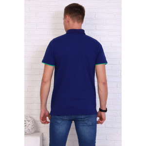 Футболка мужская №6790 пике (р-ры: 46-60) синий-зеленый