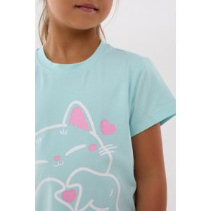 Костюм двойка детский №46679 "Кошка" кулирка с лайкрой (р-ры: 98-140) голубой