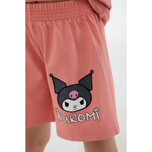 Костюм двойка детский №46685 "Kuromi1" кулирка с лайкрой (р-ры: 98-140) розовый