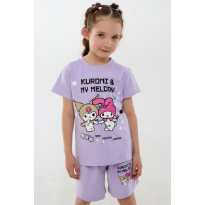 Костюм двойка детский №46687 "Kuromi2" кулирка с лайкрой (р-ры: 98-140) сиреневый