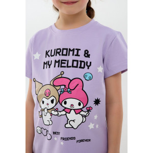 Костюм двойка детский №46687 "Kuromi2" кулирка с лайкрой (р-ры: 98-140) сиреневый