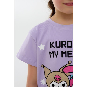 Костюм двойка детский №46687 "Kuromi2" кулирка с лайкрой (р-ры: 98-140) сиреневый