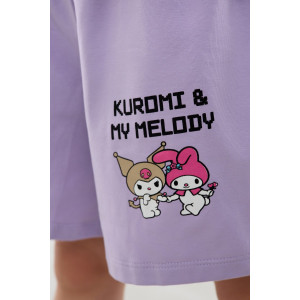 Костюм двойка детский №46687 "Kuromi2" кулирка с лайкрой (р-ры: 98-140) сиреневый