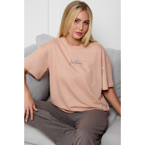 Костюм двойка женский "Модистика" кулирка (р-ры: 46-56) бежевый