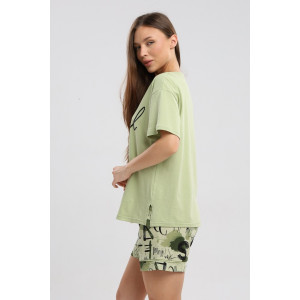 Костюм двойка женский 723 кулирка (р-ры: 44-54) хаки-зеленый