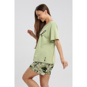 Костюм двойка женский 723 кулирка (р-ры: 44-54) хаки-зеленый