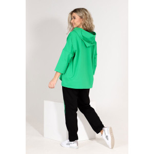 Костюм двойка женский №46536 футер с лайкрой 2-х нитка (последний размер) ярко-зеленый 52